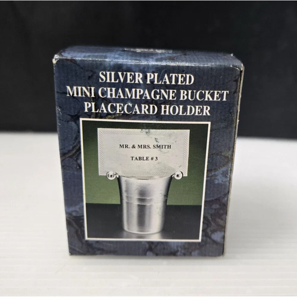 LaVie Silver Plate Mini Champagne Bucket Placecard Toothpick Holder NEW in Box